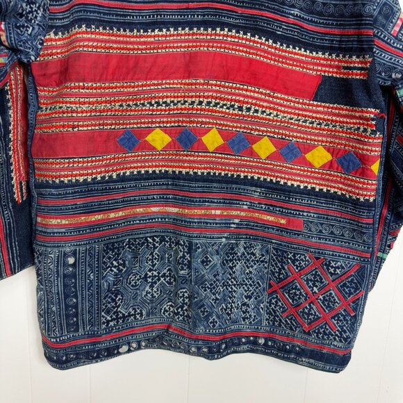 Vintage Hmong Handmade Indigo Embroidered Jacket/One of a Kind! Reversible! - Picture 4 of 16